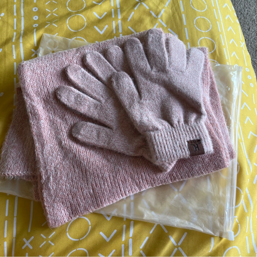 Pink Scarf and Gloves
